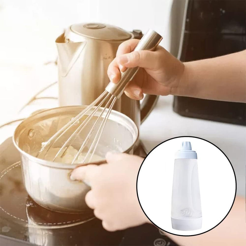 Pancake Batter Dispenser - Kitchen Tool for Cupcakes, Crepes, Waffles & Cookies - Liquid Batter Mix Dispensing Bottle with Measurement Marks, Easy Squeeze