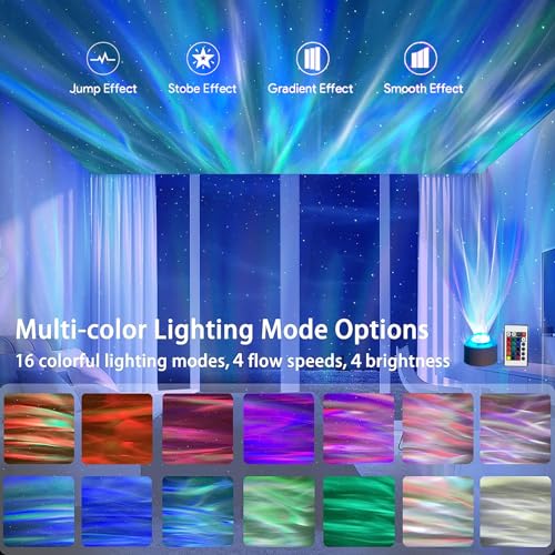 Northern Lights Aurora Projector Light, Aatezel Dynamic Rotating Night Light,16 Color Changing Crystal Table Lamp with Remote,Dimmable Aurora Light Projector Ceiling Lights for Bedroom Wall Decor Gift