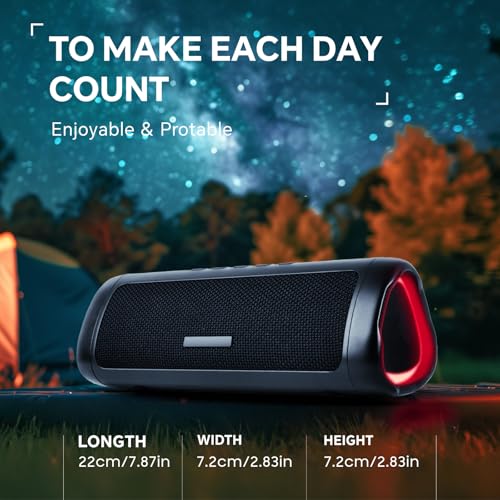 Baytion Portable Bluetooth Speaker, Portable Wireless Speaker with IPX5 Waterproof|TWS Paring|BT5.3|HD Sound|Up to 24H Playtime|Premium Design| Beat-Dynamic Light Show, for Party,Games,Movies,Outdoor