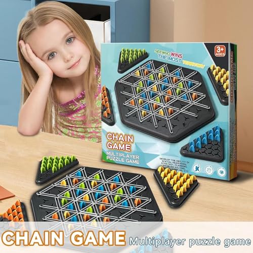 ORCHID M® Chain Triangle Chess Game, 2 to 4 Players Board Games for Family Night, Back to School Gifts,Chain Chess Desktop Puzzle Interactive Game for Kids Adult Family Party