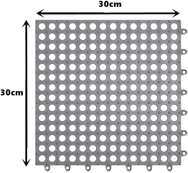 12PCS Bath Mat Non Slip Shower Mat Bathroom Mats Bathroom Rugs Interlocking Soft Floor Mats DIY Floor Mat with Drain Holes for Home Kitchen Bathroom Shower Pool Balcony (Ordinary 6pcs Gray+6pcs White)