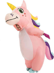 AM ANNA Kids Inflatable Unicorn Costume Set for Girls Boys, Ages 4-6 Years (80-130 cm), Rainbow Colour Halloween Costume Kid Funny Blow up Costume for Party Cosplay Supplies - Kids 90-130CM
