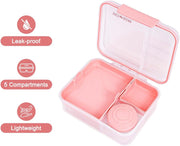 3/4/5 Compartment Convertible Bento Lunch Box with Gravy Bowl, Pink