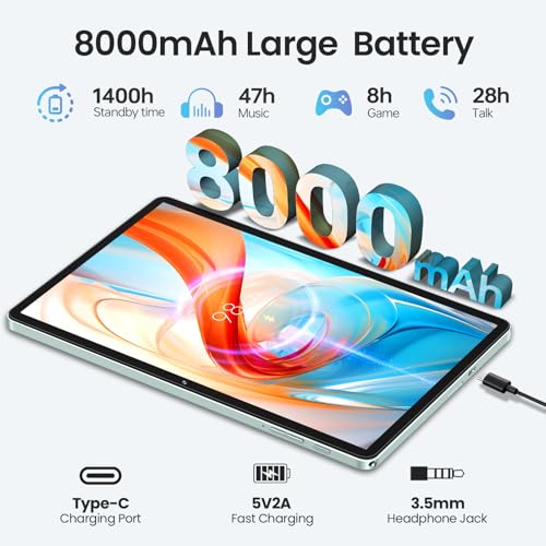 OUKITEL OT12 14-2024 Android Tablet 11 Inch 2K, 16GB RAM  256GB ROM (1TB TF), 8000mAh Touch Tablet, 13MP Camera, Widevine L1 Tablet PC, 4G LTE/5G WiFi/Bluetooth/GPS/TÃV â Grey