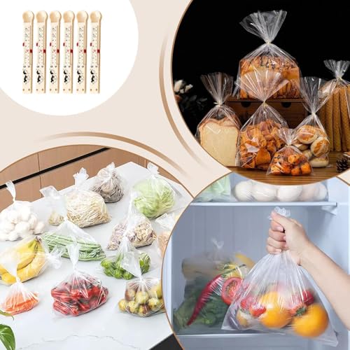 Bag Clips for Food, 6X Clips for Chips and Other Food Bags, Non-Slip Measurement Markings Sealing Storage Fresh-Keeping Reusable Resealing for Snack Home Organization Pantry Workshop
