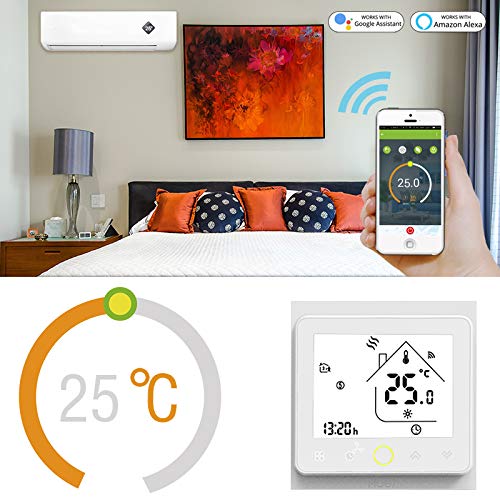 MOES WiFi Smart Central Air Conditioner Thermostat Temperature Controller Fan Coil Unit Works Amazon Alexa Echo Google Home 2 Pipe Tuya - 220 Volts