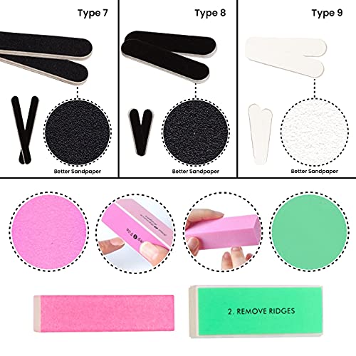 Premify Nail File Set Professional Buffer File Kit Block Natural Manicure Pedicure Kit Polisher Washable Buffering/Sanding Nails Filer Buffing, Nails Polish Smooth Polishing Set
