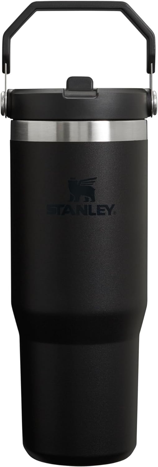 Stanley IceFlow Stainless Steel Tumbler with Straw - Vacuum Insulated Water Bottle for Home, Reusable Cup with Straw Leakproof Flip - Cold for 12 Hours or Iced for 2 Days, 30 Oz, Black 2.0