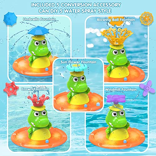 AM ANNA Fountain Crocodile Baby Bath Toys for Toddlers 1-3,4 Modes Spray Water Bath Toy for 1-8 Year Old Boys Girls Kids, Sprinkler Light Up Bathtub Toy Bathroom (Multicolor)