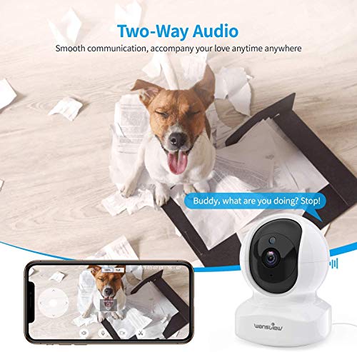 wansview Security Indoor Pet Camera, 2K Dog Camera with APP, WiFi CCTV Camera House Security for Baby Monitor, Real-time Alert 2-Way Audio Night Vision Pan/Tilt, SD Card Storage, Works with Alexa Q5