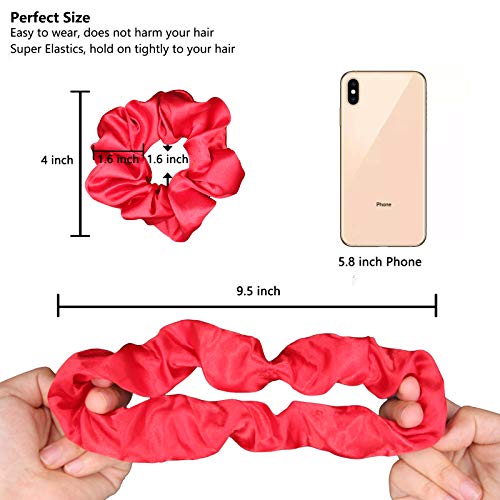 60 Pack Satin Scrunchies, BeeVines Satin Silk Scrunchies for Hair, Silky Curly Hair Ties for Women, Hair Ties Ropes for Teens, Girl's Scrunchies Pack