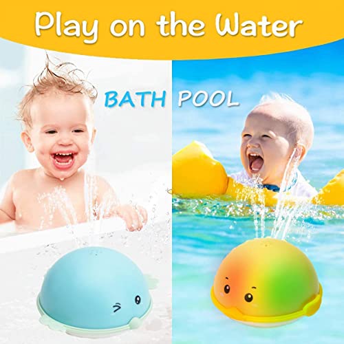 X spring Spray Water Bath Toy, Light Up Sprinkler Duck Induction Spray Water Toy with LED Light, Auto Sprinkler Bathtub Toddler Bath Toys, Boys Girls Baby Bath Toys for Toddlers 1 to 3 (Duck)
