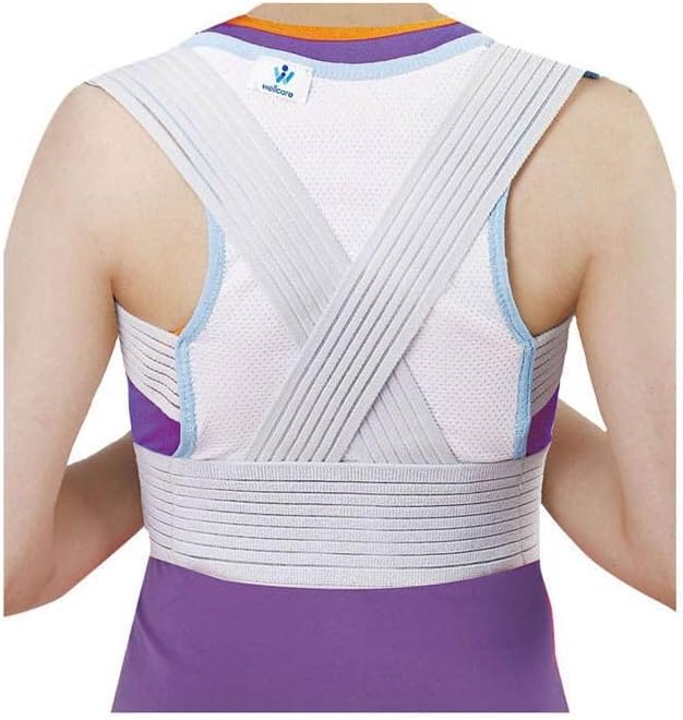 Wellcare Posture Breathable Brace Medium Size For Clavicle Fractures And Postural Correction Vented Elastic Band Comfortable Breathability Grey Colour - L