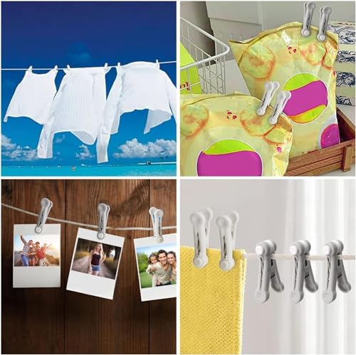 16Pcs Plastic Clothespins - Strong Traceless Utility Clothes Pins, Non-Slip Windproof Laundry Pegs, Non-Trace Sealing Clips for Clothesline