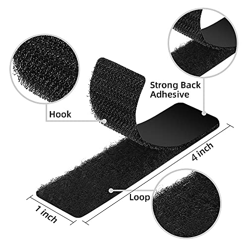 NISUOIEN 15 Sets Strips with Adhesive - Strong Double Sided Tape with Hook and Loop - 1 x 4 Inch