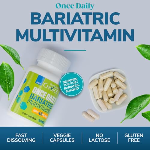 Bariatric Choice Once-Daily Bariatric Multivitamin with 45 mg of Iron | Easy to Swallow Capsule | Vitamin for Bariatric Surgery Patients | 30 Count (1-Month Supply)