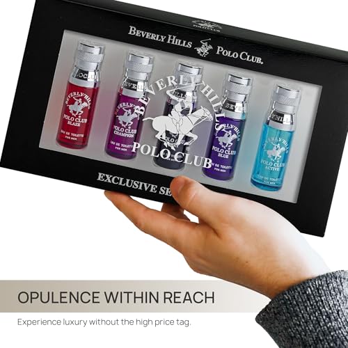 Beverly Hills Polo Club 5 Piece Mini Gift Set Exclusive for Men, EDT Eau De Toilette 5 Mini 0.5oz Bottles May Vary