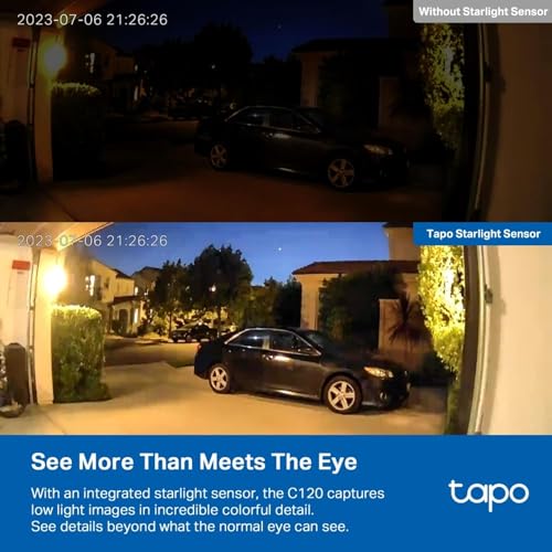 TP-Link Tapo 2K 4MP Home Security Wi-Fi CCTV Camera|Person, Pet & Vehical Detection|Full-Color Night Vision|2-Way Audio|Customizable Cross-Line Detection|Customizable Sound and Light Alarm(C120)