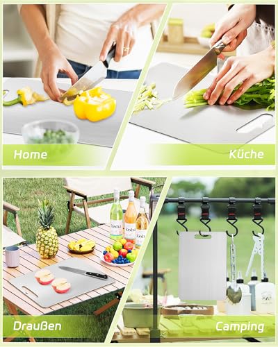 Titan Chopping Board - Double-Sided BPA-Free S316 Stainless Steel Chopping Board, Food Titanium Cutting Board, Ideal for Meat, Vegetables, Bread & Fruit