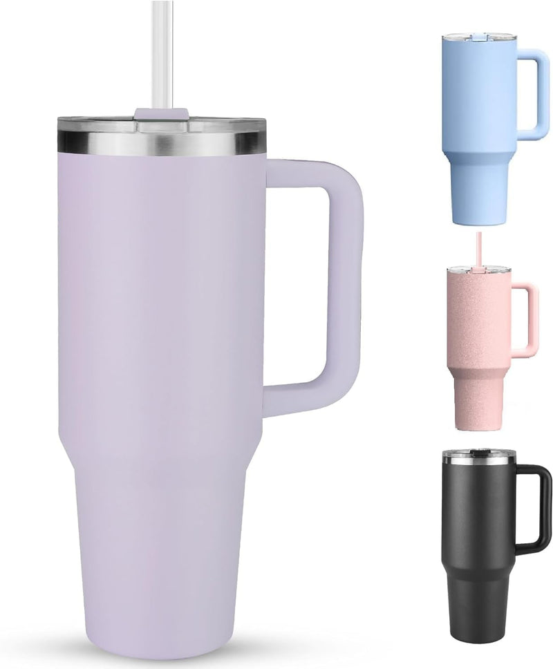 AUTOYSUR Tumbler 40 oz Tumbler with Handle and Straw, Insulated Travel Mug Iced Coffee Cup, Reusable Stainless Steel Insulated Water Bottle,Dishwasher Safe, BPA Free (Blue)