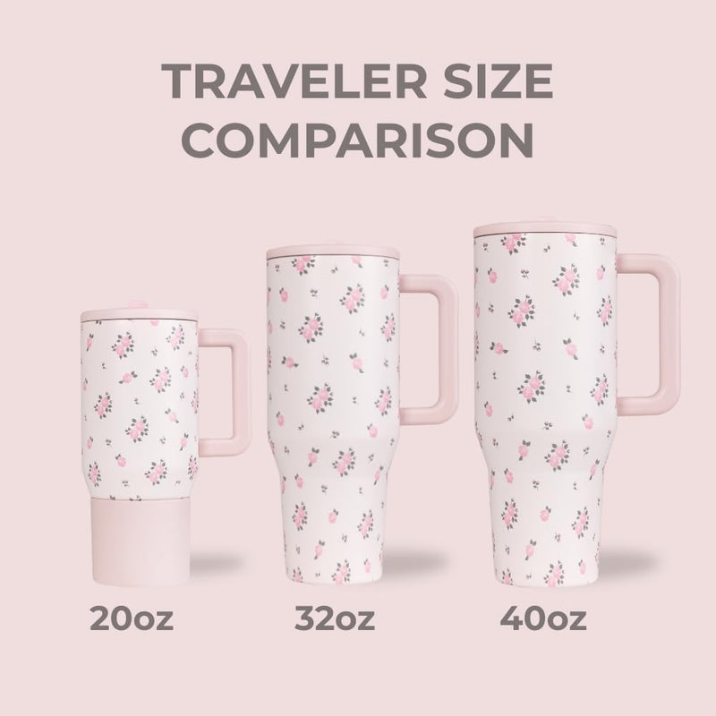 HydroJug Traveler - Modern 40 oz Tumbler with Handle & Simple Flip Straw - Car Cup Holder Friendly, Leak Resistant Water Bottle-Reusable Insulated Stainless Steel & Rubber Base - Gifts for Women & Men