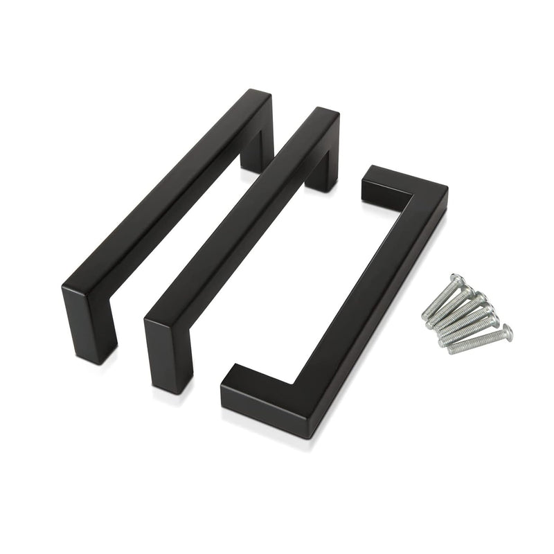 ELECDON 3Pack Black Square Cabinet Pull, ELECDON 5In Drawer Handle Stainless Steel Modern Hardware for Kitchen and Bathroom Cupboard Dresser Pulls