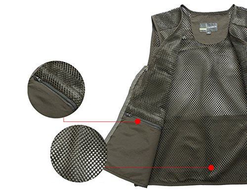 Flygo mens Summer Lightweight Breathable Mesh Fishing Vest With Pockets mesh fishing vest