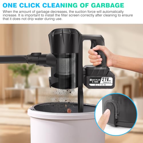 Cordless Vacuum Cleaner, 6 in 1 Lightweight Stick Vacuum, 22Kpa Powerful Suction Handheld Vacuum with 2 Speed, LED Light, 180° Rotatable Brush, 45 Min Runtime for Carpet, Hard Floor, Pet Hair, Car