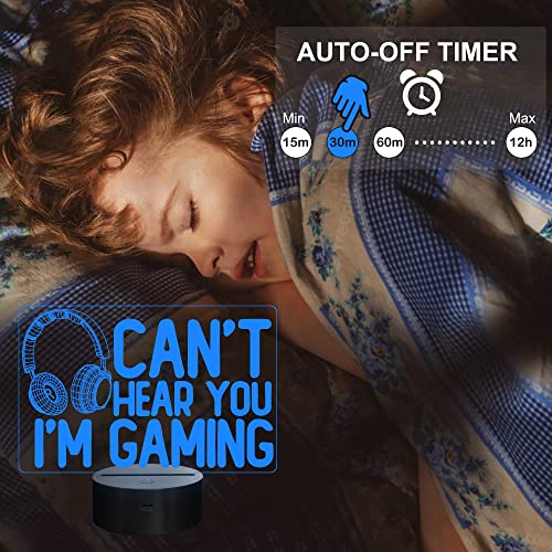 NALACAL Can't Hear You I'm Gaming Night Light, Headset Graphic Video Games Gamer Gift Funny 3D Illusion Lamp 16 Colors Changing Touch & Remote Control for Men Gamers Teenagers and Kids