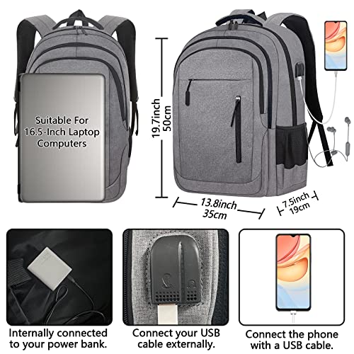 Wesoke Laptop Backpack for Men Women, 17.3 Inch Travel Backpacks Students BookBag with Laptop Compartment for Girl Boy, Business Work Casual Computer Daypack with USB Charging/Headphone Port