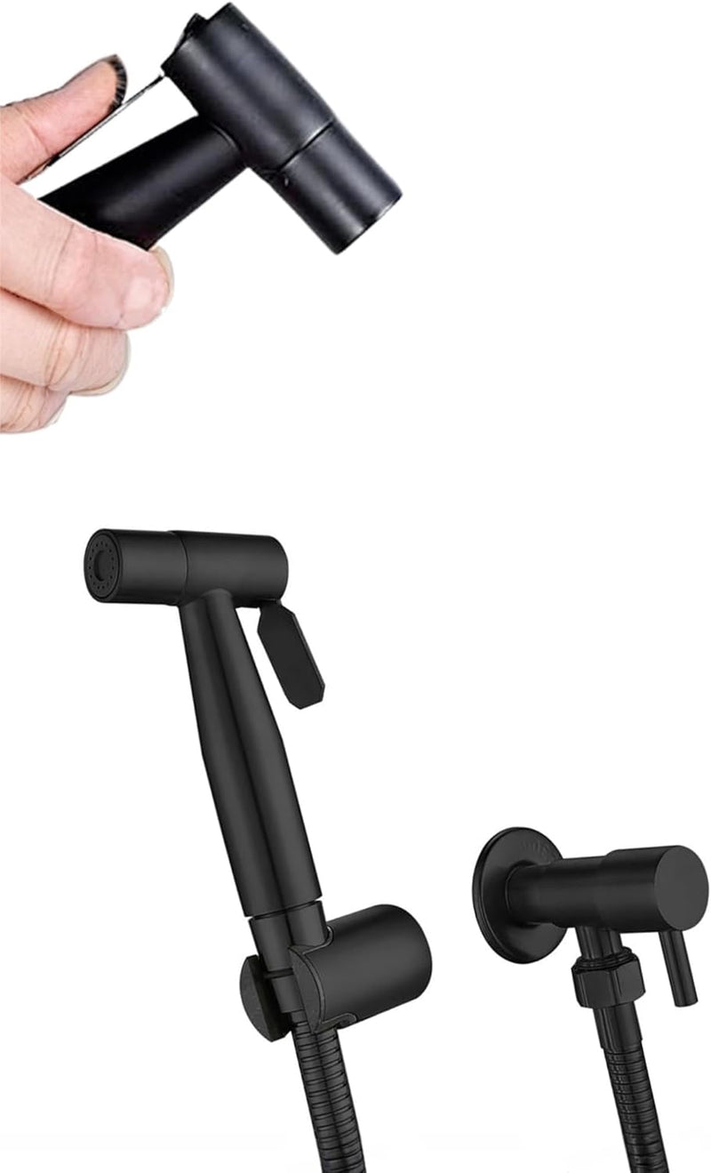 Sweet seven Stainless Steel Bidet Sprayer Kit - 1/2NPT Handheld Shower Head Toilet Attachment for Pet Bath, Personal Hygiene, Bathroom - Easy Install (Matte Black)
