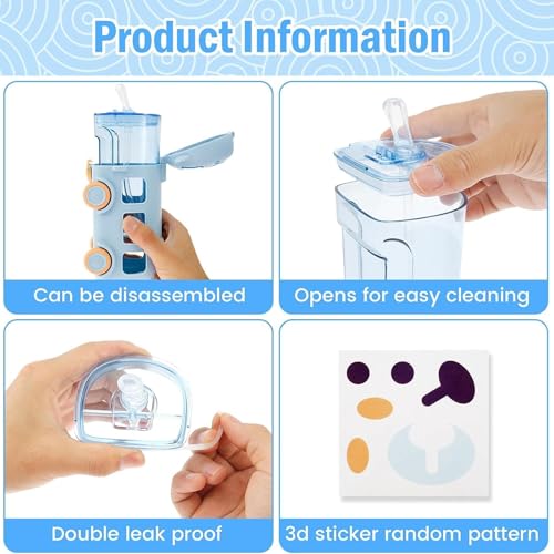 Twisoo Bus Design Water Bottle for Kid with Straw and Sticker Sport Plastic Portable Drinking Bottle for Kids Girls School Camping Trips Supplies with Shoulder Strap (Purple)