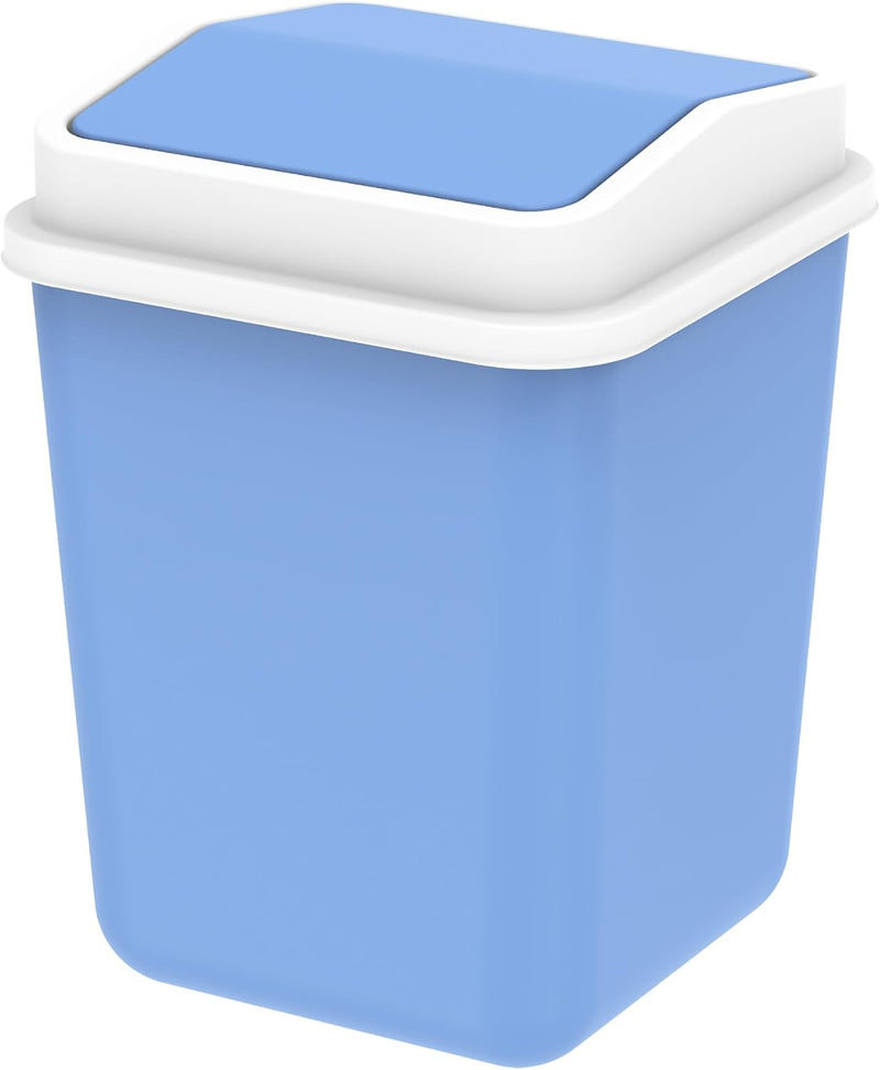 Cosmoplast 20L Flip-Top Waste Bin With Swing Lid, Pearl Grey - 15-Liters Sky Blue