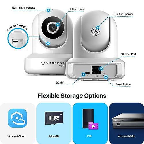 Amcrest 1080P WiFi Security Camera 2MP Indoor Pan/Tilt Wireless IP Camera, IP2M-841W (White)