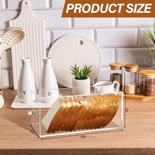 RimCereal Clear Bread Box Acrylic Bread Storage Container Display for Homemade Storage Bin for Kitchen Countertop, Muffins, Rolls Cake Food Party