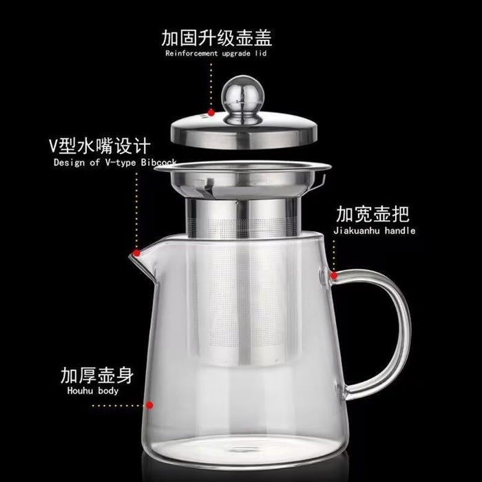 Glass Teapot with Infuser, Stovetop Safe, Blooming and Loose Leaf Tea Maker Set, with Removable Stainless Steel Infuser (750)