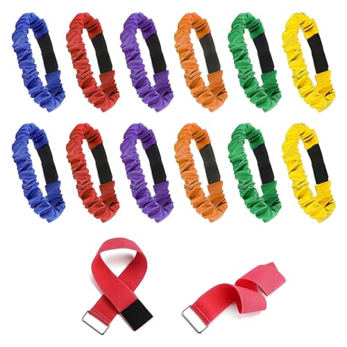 Rayyan Team Games Kids,3 Legged Race Bands,Three Legged Race Game Elastic Tie Straps for Relay Race Game, Carnival, Field Day, Backyard Indoor Outdoor Team Building Game Kids Party Supplies,14 Pack