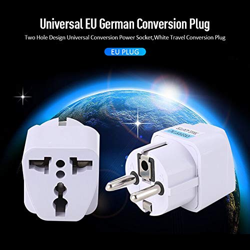 TopDeal Type E/F 2-Pin Grounded Plug Adapter (EU plug 3 Pieces)