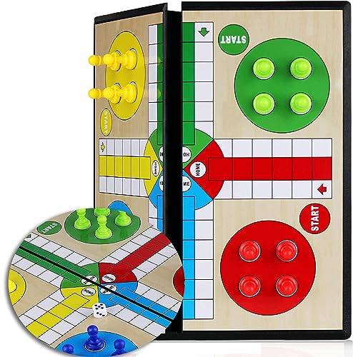 REVHQ Ludo Board Game,Magnetic Ludo Board Games Folding Flight Game Flying Chess Entertainment Educational Gift for Children Students Adults Family Home School Travel