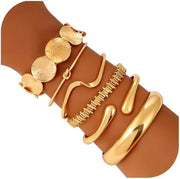 Gold Bangle Bracelets for Women Gold Plated Chunky Cuff Bangle Bracelet Stackable Multi Layer Bangles Fashion Jewelry Set