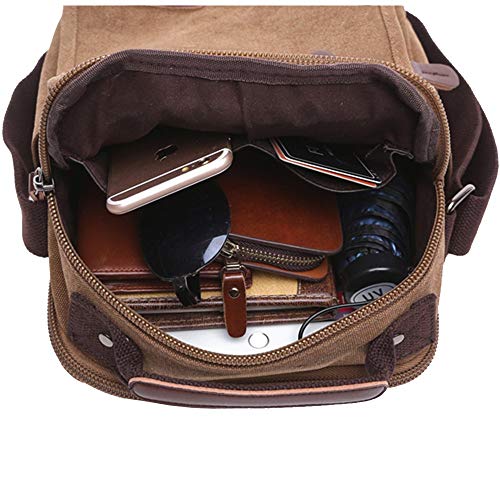MAKINGTEC Men's Multifunctional Canvas Shoulder Bag, Handbag Multi-Pockets Business Messenger Bags, Outdoor Sports Over Shoulder Crossbody Side Bag