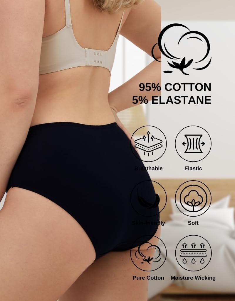 ALYA UNDERWEAR Premium Underwear for Women, Mid Rise Women’s Knickers, Breathable Organic Cotton Panties for Women, Comfortable Ladies Knickers