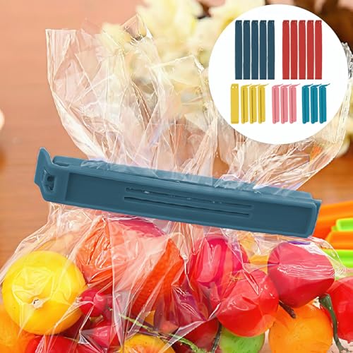 WY8 30 Pcs Food Bag Clips, 6/11cm Reusable Plastic Bag Clips for Food Storage, Multicoloured Freezer-Safe Sealing Clips, Strong Leakproof Bag Clips for Keeping Food Fresh, Airtight & Organised