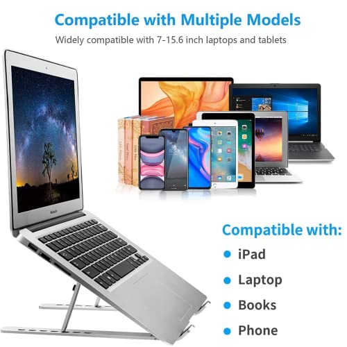 Adjustable Laptop Stand, Portable Aluminium Laptop Riser Laptop Holder for Desk, Foldable Ventilated Cooling Computer Support Stand for Apple MacBook Pro/Air, HP, Sony, Dell