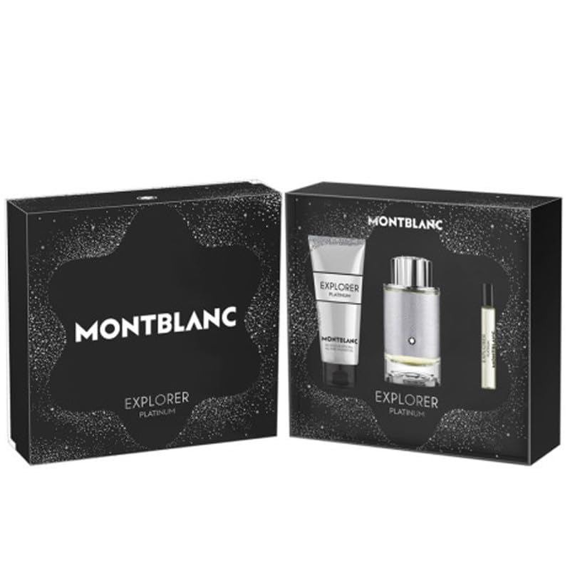 Mont Blanc Explorer Platinum For Men Set Edp 100Ml + Edp 7.5Ml + All-Over Shower Gel 100Ml Transparent/Combination