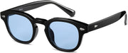 Unisex Vintage Retro Round Style Tinted Sunglasses For Men Women Fashion Circle Sun Glasses 46mm - C02 Black Frame/Blue Tinted Lens