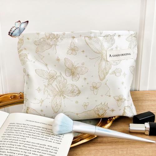 STARDW Flower Cosmetic Bags Makeup Bags for Women and Girls,Travel Makeup Bag Large Capacity Canvas Makeup Bag,Makeup Organizer Bag Zipper Pouch, Embossed pink, Large Capacity Aesthetic Makeup Bags