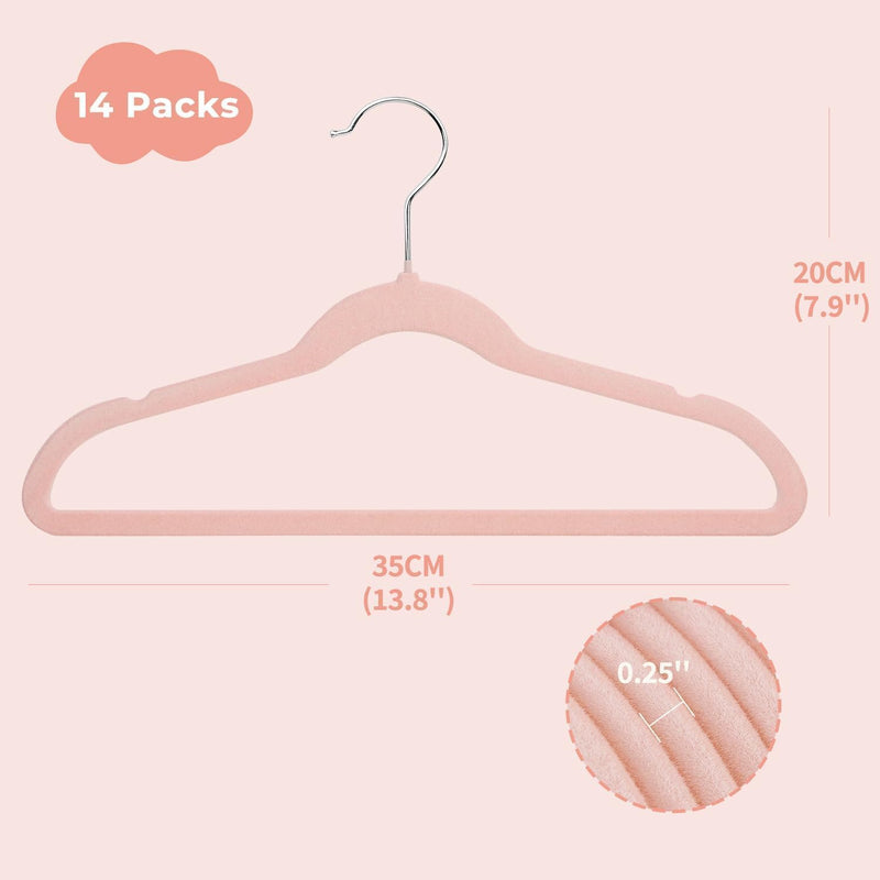 ManGotree 10 Pack 14 Inch Premium Kids Velvet Hangers for Closet, Ultra-Thin Children's Clothes Hangers with 360° Swivel Hook, Sturdy Non-Slip Felt Kids Hangers for Youth (Black)