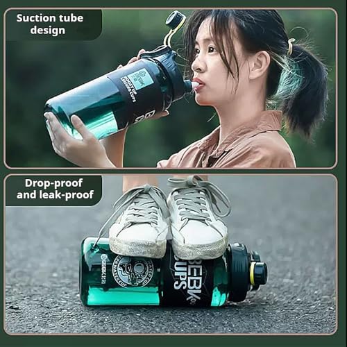 Large Water Bottle 1.7L,Leak Proof Sport Water Bottle for Men BPA Free Material for Fitness Gym Outdoor Sports Kids School Fitness (black)