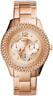 Stella Watch for Women, chronograph movement with Stainless steel or leather Strap - Rose Gold Tone